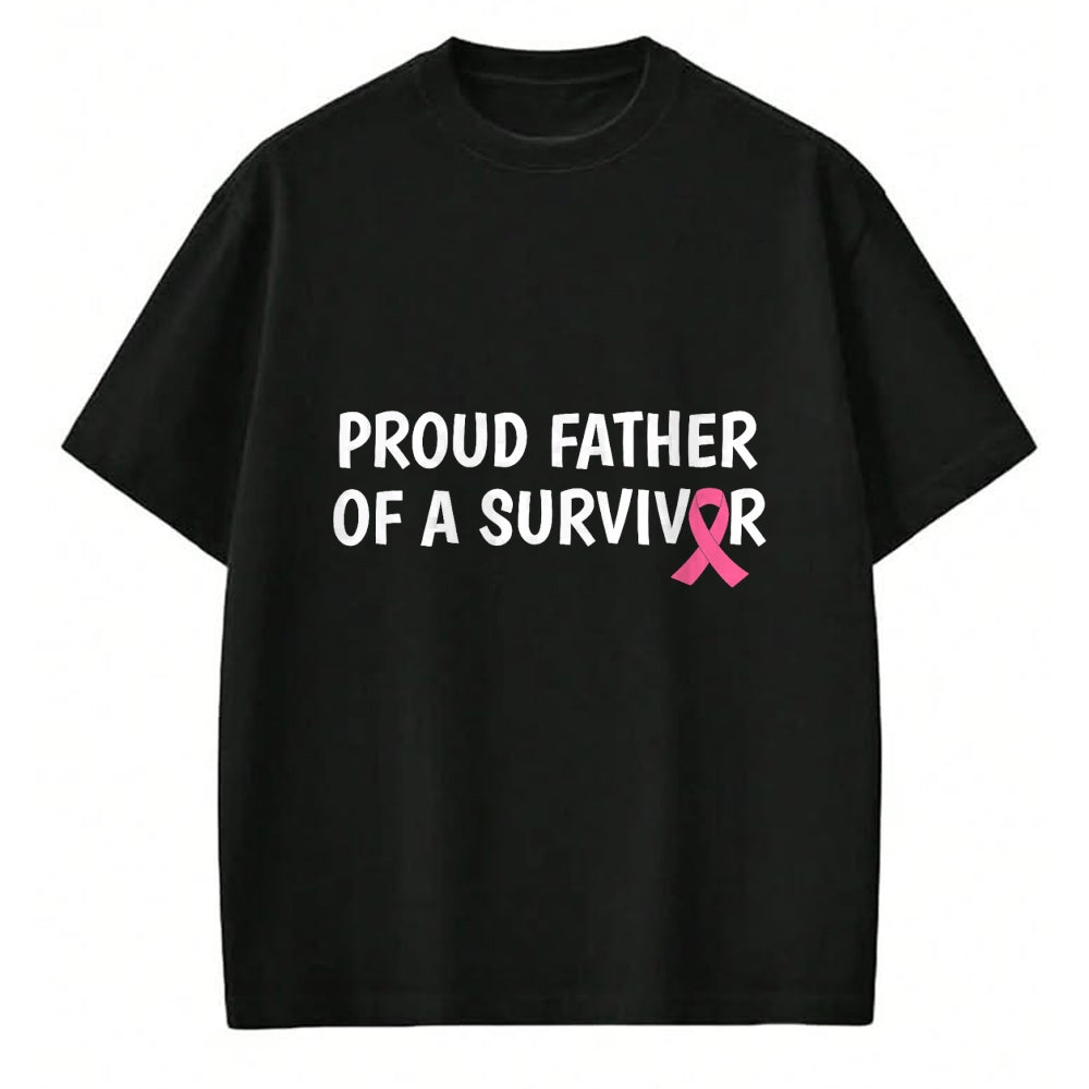 Gift for Dad Shirt, Funny Dad Unisex T-Shirt/Hoodie/Sweatshirt HLT00 – Mens Breast Cancer TShirt Proud Father Survivor Pink Support Tee