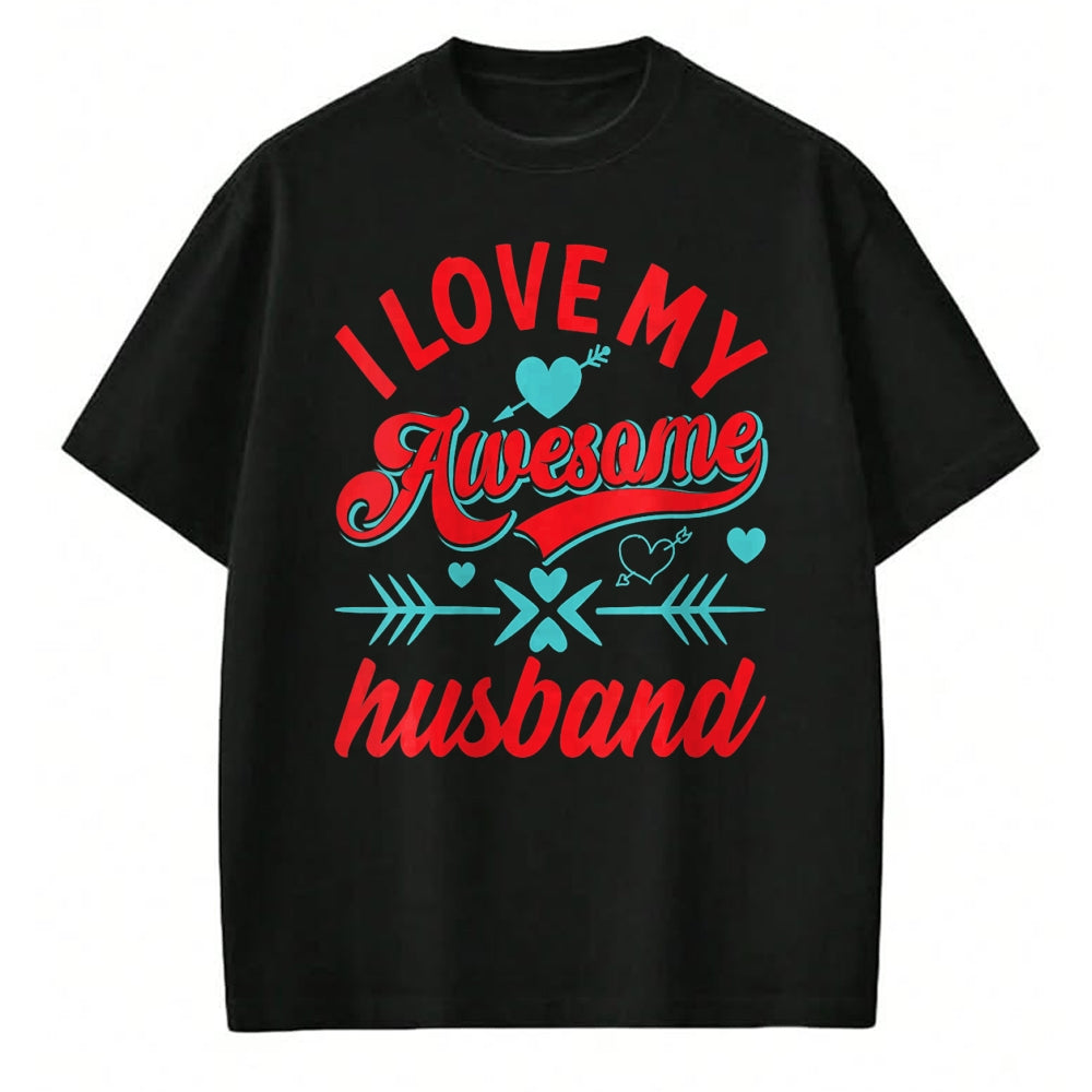 Best Wife Shirt, Wife and Husband Unisex T-Shirt/Hoodie/Sweatshirt HLT00 - Womens I Love My Awesome Husband Womens Husband Anniversary V-Neck T-Shirt