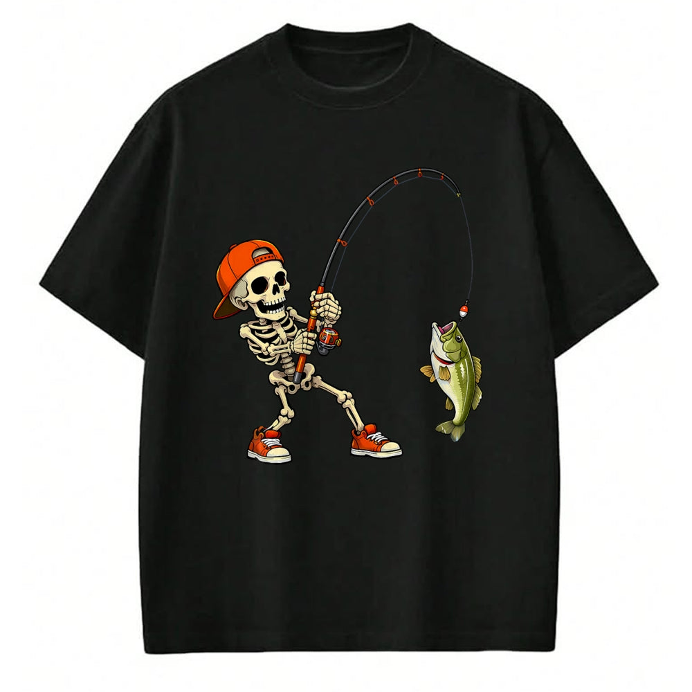 Funny Fishing Shirt, Gift For Fishing Lover Unisex T-Shirt/Hoodie/Sweatshirt HLT00 - Halloween Skeleton Fishing Bass Fisherman Funny Spooky T-Shirt