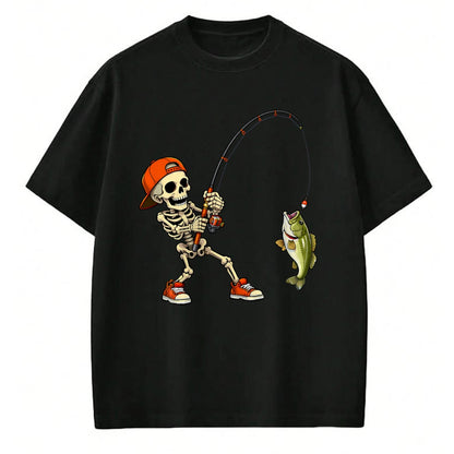 Funny Fishing Shirt, Gift For Fishing Lover Unisex T-Shirt/Hoodie/Sweatshirt HLT00 - Halloween Skeleton Fishing Bass Fisherman Funny Spooky T-Shirt