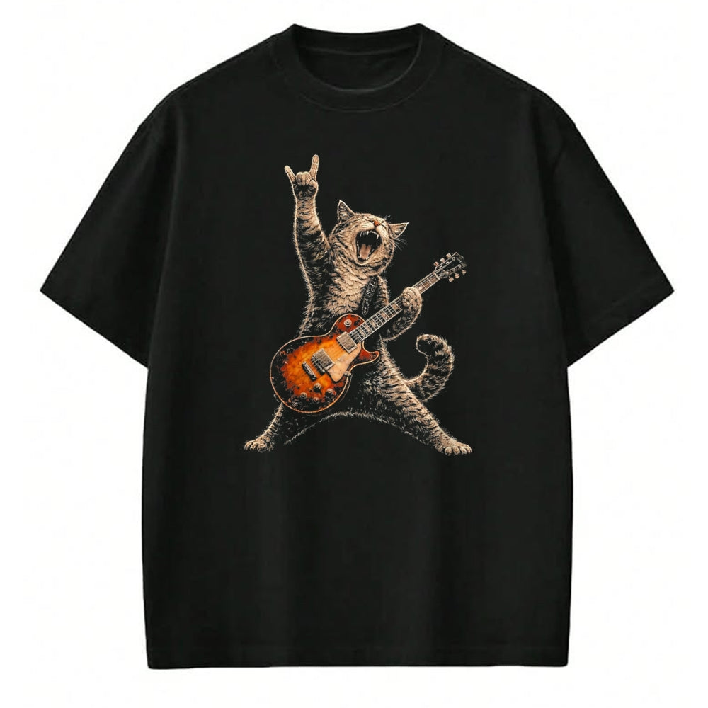 Guitar Lover Shirt, Funny Guitar UnisexT-Shirt/Hoodie/Sweatshirt HLT00 - Funny Cat Playing Guitar Shirt Cat Guitarist Rock and Roll T-Shirt, Men, Black, 3X-Large