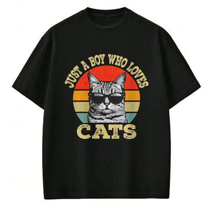 Cat Love Shirt, Funny Cat Lover Gift UnisexT-Shirt/Hoodie/Sweatshirt HLT00 - Vintage Just A Boy Who Loves Cats Boy Kid Cat Lover for Boys T-Shirt