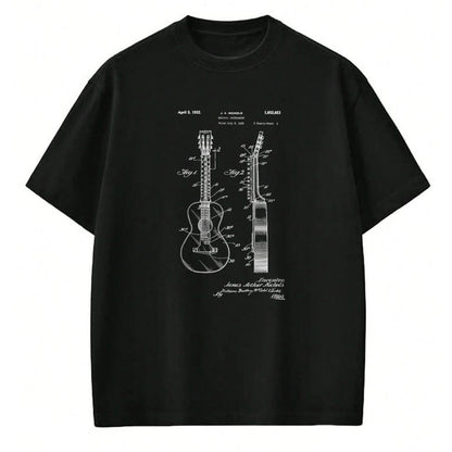 Guitar Lover Shirt, Funny Guitar UnisexT-Shirt/Hoodie/Sweatshirt HLT00 - Acoustic Guitar Vintage Patent Print 1932 T-Shirt - Black, Unisex-Adults, Small, Long Sleeve (1)