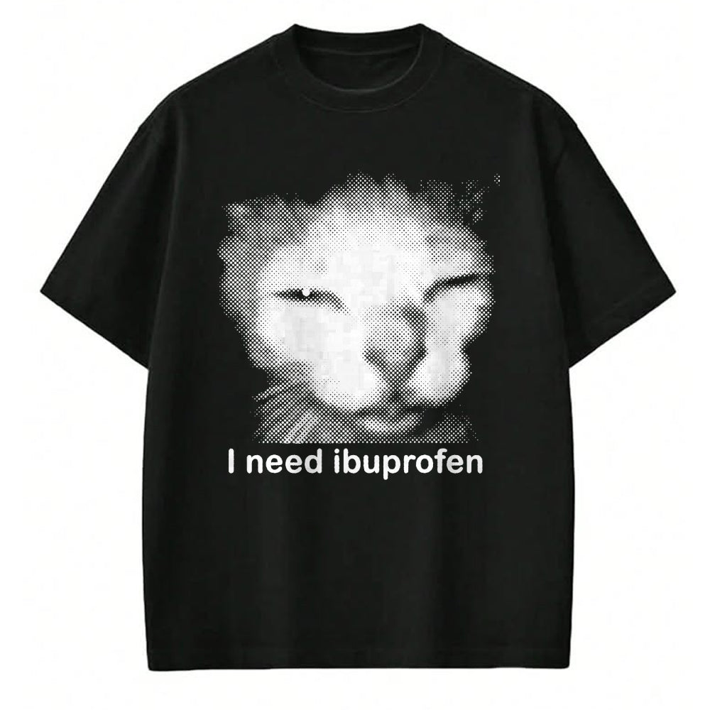 Cat Love Shirt, Funny Cat Lover Gift UnisexT-Shirt/Hoodie/Sweatshirt HLT00 - I Need Ibuprofen Funny Vintage Graphic Cat Meme T-Shirt