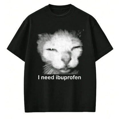 Cat Love Shirt, Funny Cat Lover Gift UnisexT-Shirt/Hoodie/Sweatshirt HLT00 - I Need Ibuprofen Funny Vintage Graphic Cat Meme T-Shirt