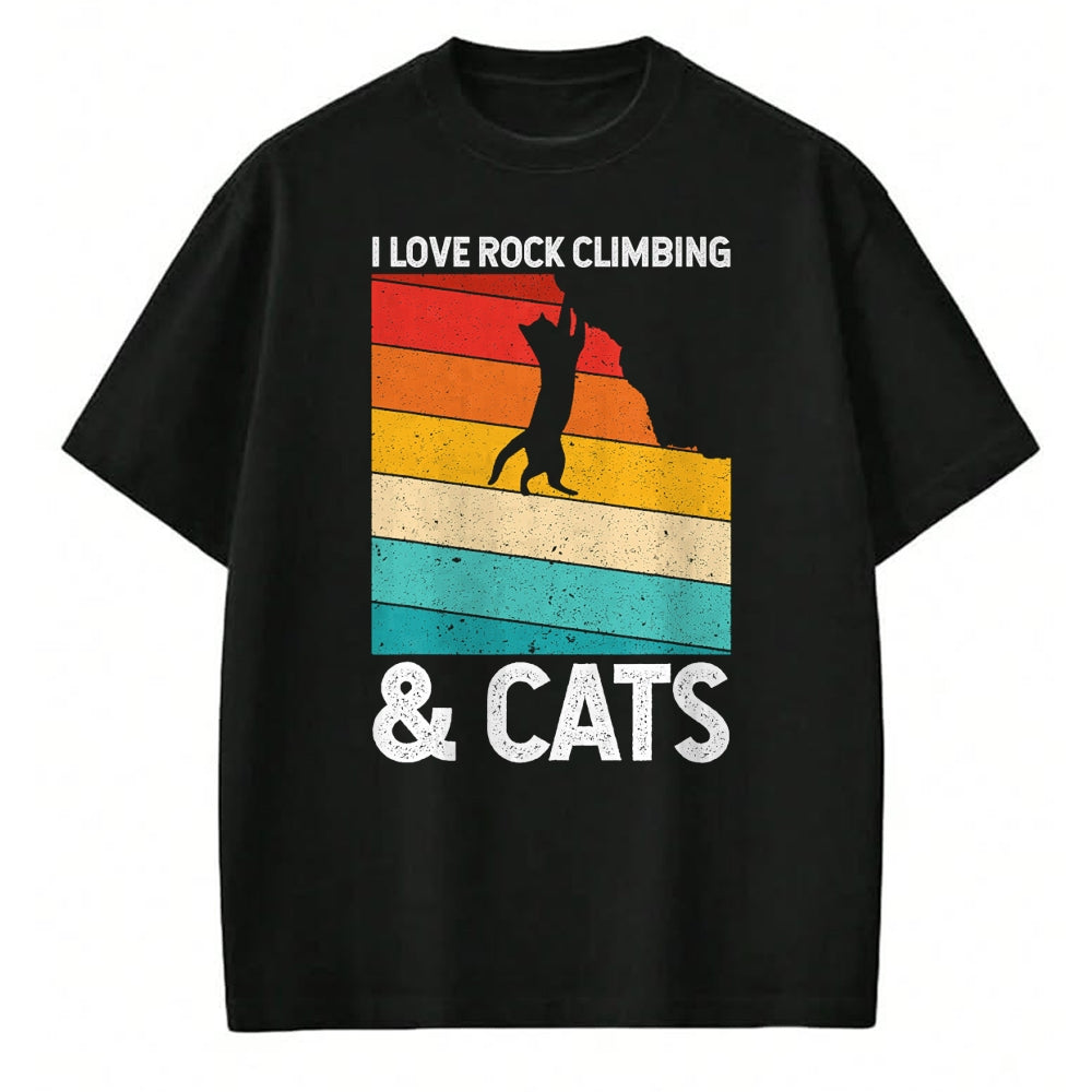 Cat Love Shirt, Funny Cat Lover Gift UnisexT-Shirt/Hoodie/Sweatshirt HLT00 - I Love Rock Climbing & Cats Cute Kitty Cat Lover Gift T-Shirt