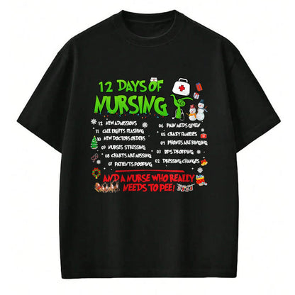 Funny Nurse Shirt, Nurse Unisex T-Shirt/Hoodie/Sweatshirt HLT00 - Nurses Merry Christmas Funny 12 Days of Nursing Xmas Pajamas T-Shirt