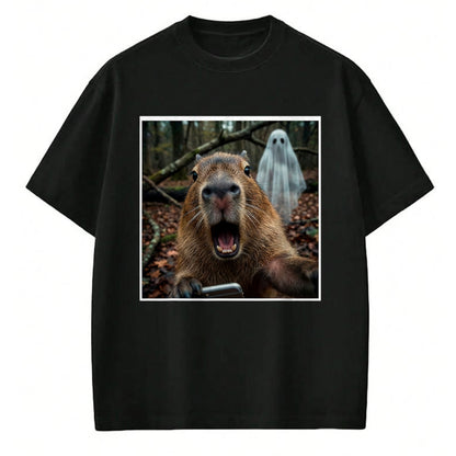 Cute Capybara Shirt, Funny Capybara Unisex T-Shirt/Hoodie/Sweatshirt HLT00 - Funny Capybara Ghost Selfie Photo Capy Meme Tee Kawaii T-Shirt