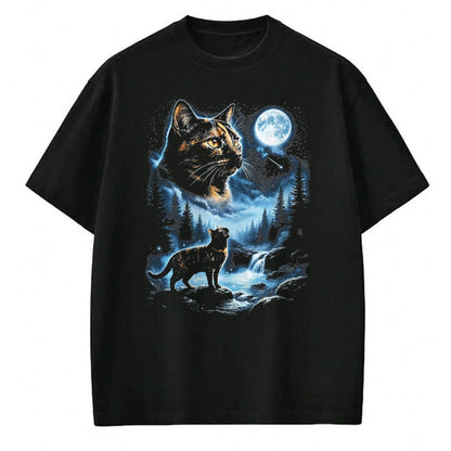 Cat Love Shirt, Funny Cat Lover Gift UnisexT-Shirt/Hoodie/Sweatshirt HLT00 - Tortoiseshell Cat Howling At Moon Celestial Parody Design T-Shirt, Men, Black, 3X-Large