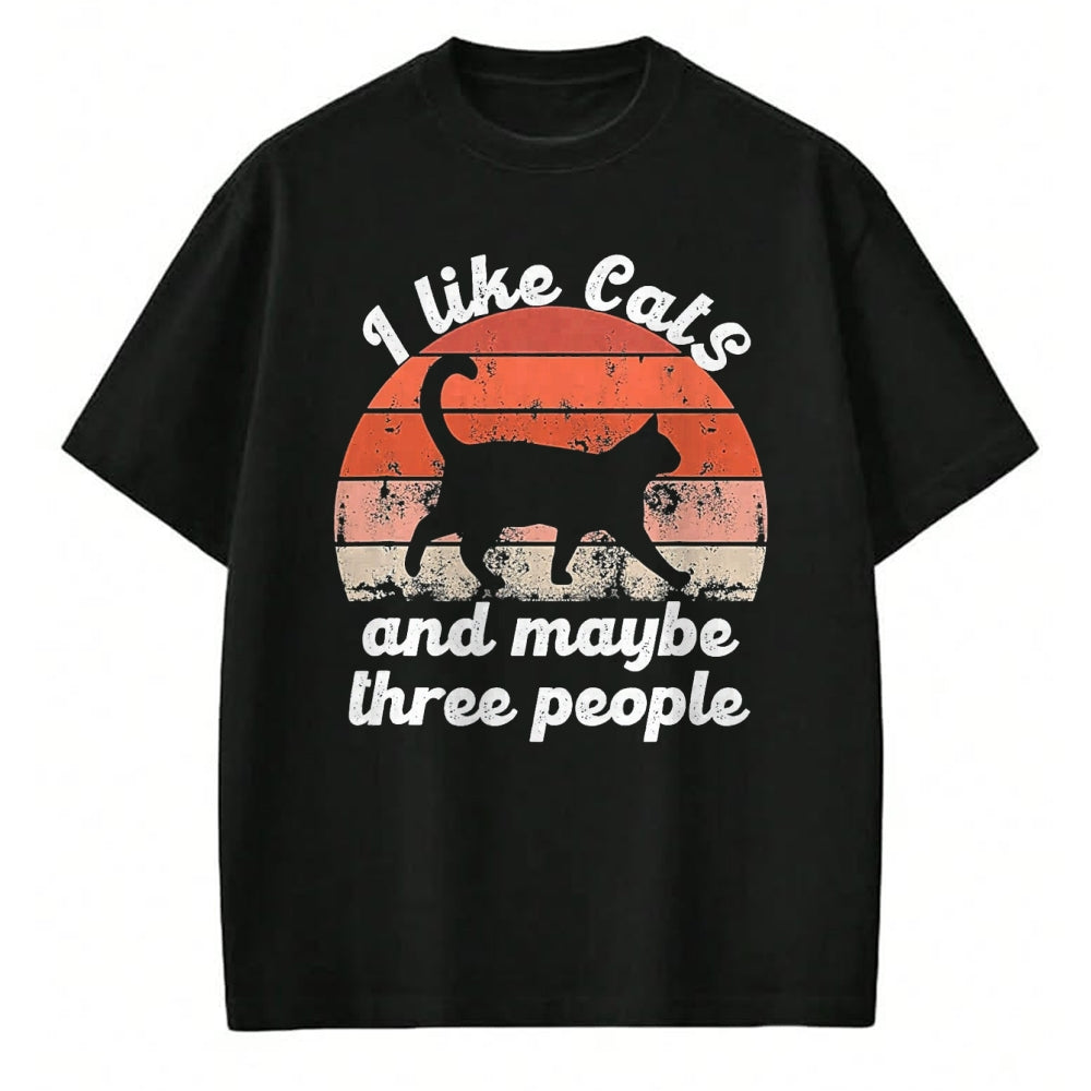 Cat Love Shirt, Funny Cat Lover Gift UnisexT-Shirt/Hoodie/Sweatshirt HLT00 - I Like Cats and Maybe 3 People T-Shirt, Men, Black, 3X-Large (1)