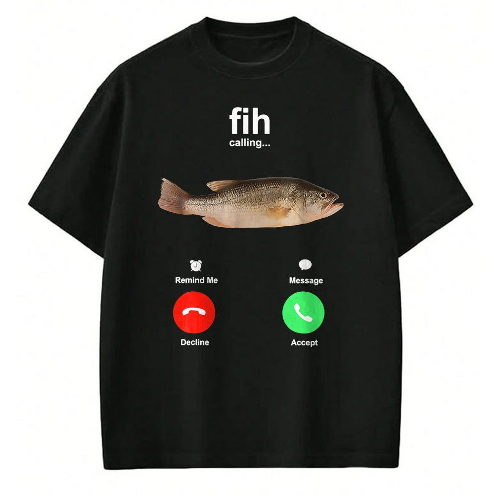 Funny Fishing Shirt, Gift For Fishing Lover Unisex T-Shirt/Hoodie/Sweatshirt HLT00 - Fih Calling Remind me Message Decline Accept Phone Call Fish T-Shirt