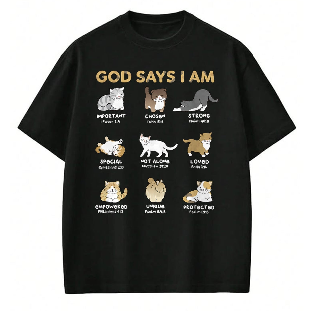 Cat Love Shirt, Funny Cat Lover Gift UnisexT-Shirt/Hoodie/Sweatshirt HLT00 - God Says I Am Cat Cute Cats Lover Bible Verse Christian T-Shirt