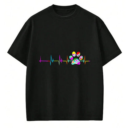 Dog Love Shirt, Dog Lover Gift T-Shirt/Hoodie/Sweatshirt HLT00 - Womens Dog Paw Print Heartbeat Shirt Women Girls Mom Love Dogs V-Neck T-Shirt