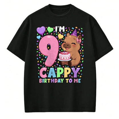 Cute Capybara Shirt, Funny Capybara UnisexT-Shirt/Hoodie/Sweatshirt HLT00 - Capybara Birthday Shirt 9 Kawaii Girl Capybara 9th Birthday T-Shirt