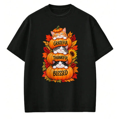 Best Thanksgiving Family Shirt , Funny Thanksgiving UnisexT-Shirt/Hoodie/Sweatshirt HLT00 - Grateful Thankful Blessed Cats Pumpkin Thanksgiving Fall T-Shirt