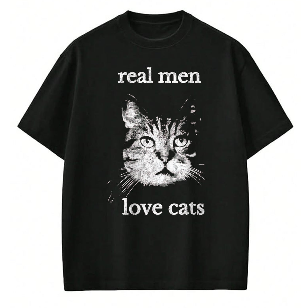 Cat Love Shirt, Funny Cat Lover Gift UnisexT-Shirt/Hoodie/Sweatshirt HLT00 - Real Men Love Cats - Cat Lover T-Shirt T-Shirt, Men, Navy Blue, X-Large