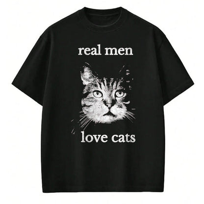 Cat Love Shirt, Funny Cat Lover Gift UnisexT-Shirt/Hoodie/Sweatshirt HLT00 - Real Men Love Cats - Cat Lover T-Shirt T-Shirt, Men, Navy Blue, X-Large