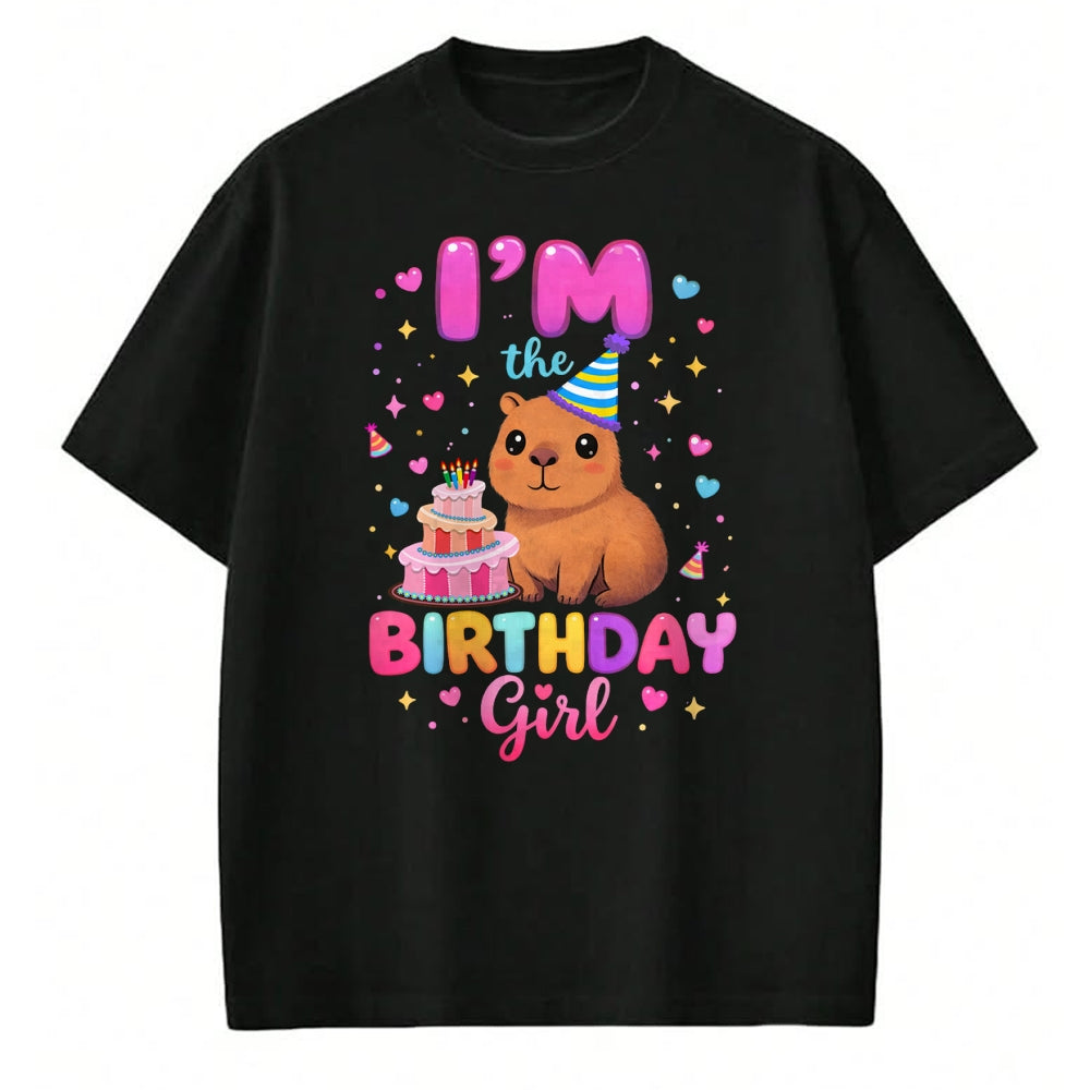 Cute Capybara Shirt, Funny Capybara Unisex T-Shirt/Hoodie/Sweatshirt HLT00 - Capybara I_m The Birthday Girl Cute Capybara Birthday Party T-Shirt
