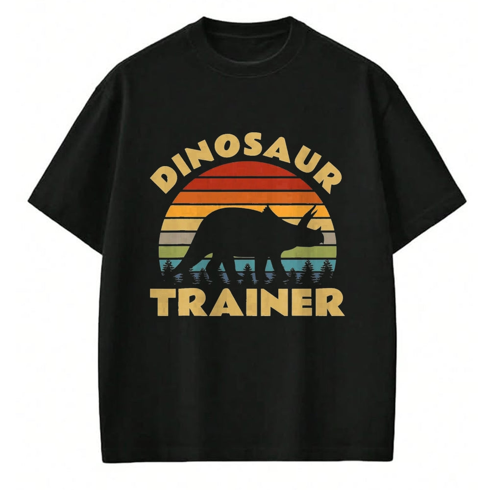 Best Dinosaur Lover Shirt, Funny Dinosaur UnisexT-Shirt/Hoodie/Sweatshirt HLT00 - Dinosaur Trainer Halloween Costume Retro Sunset Dino Outline T-Shirt, Men, Black, 3X-Large