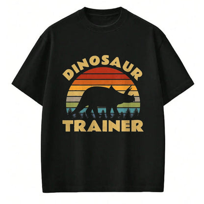 Best Dinosaur Lover Shirt, Funny Dinosaur UnisexT-Shirt/Hoodie/Sweatshirt HLT00 - Dinosaur Trainer Halloween Costume Retro Sunset Dino Outline T-Shirt, Men, Black, 3X-Large