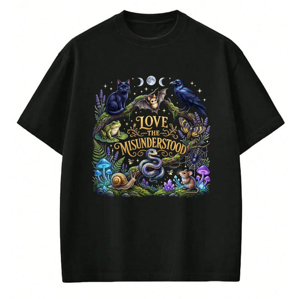 Cat Love Shirt, Funny Cat Lover Gift UnisexT-Shirt/Hoodie/Sweatshirt HLT00 - Love The Misunderstood Bat Raven Cat Snake Spider Frog Moth T-Shirt (1)