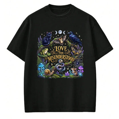 Cat Love Shirt, Funny Cat Lover Gift UnisexT-Shirt/Hoodie/Sweatshirt HLT00 - Love The Misunderstood Bat Raven Cat Snake Spider Frog Moth T-Shirt (1)