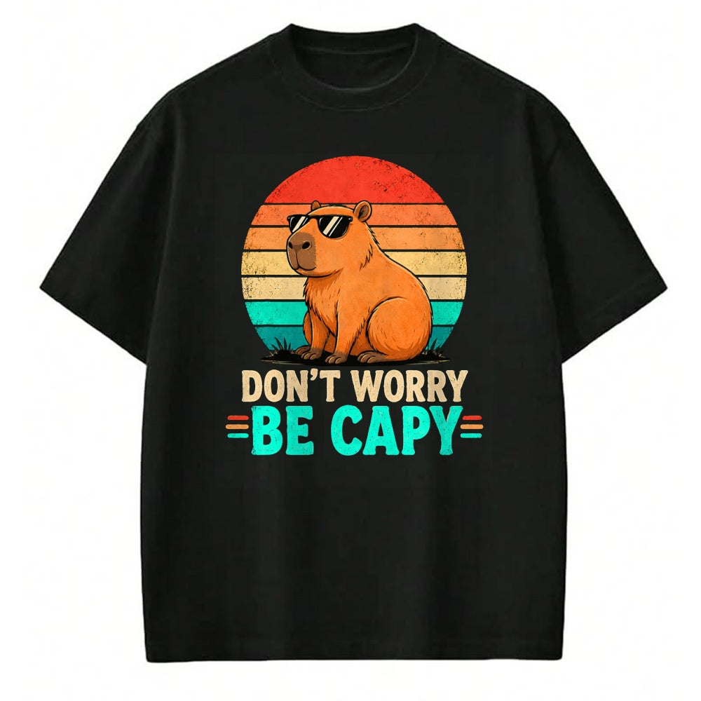 Cute Capybara Shirt, Funny Capybara Unisex T-Shirt/Hoodie/Sweatshirt HLT00 - Funny Be Capy Relaxed Capybara Vintage Cartoon Graphic T-Shirt