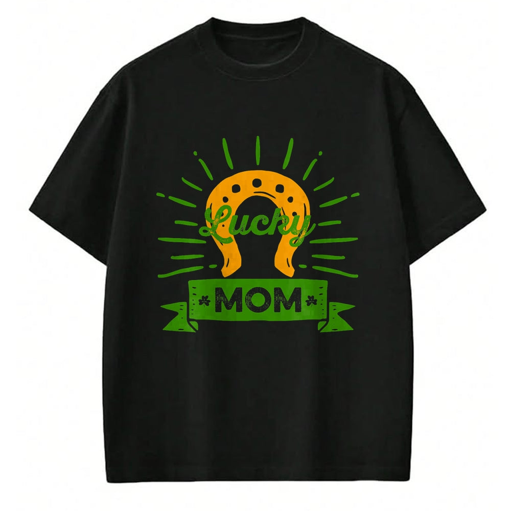 Gift for Mom Shirt, Funny Mom Unisex T-Shirt/Hoodie/Sweatshirt HLT00 - Lucky Mom St. Patricks Day Saint Paddy Horseshoe Shamrock T-Shirt