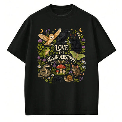 Cat Love Shirt, Funny Cat Lover Gift UnisexT-Shirt/Hoodie/Sweatshirt HLT00 - Love The Misunderstood Bat Raven Cat Snake Spider Moth Frog T-Shirt (1)