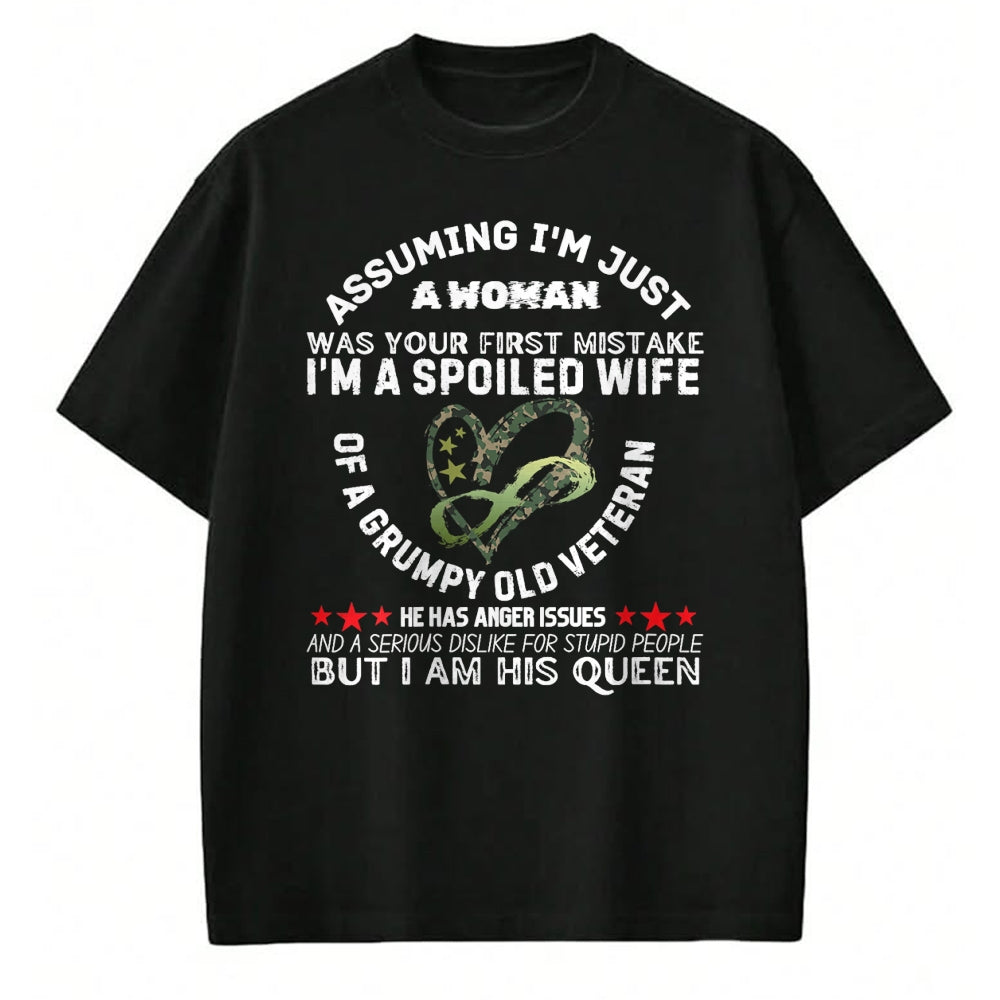 Best Wife Shirt, Wife and Husband Unisex T-Shirt/Hoodie/Sweatshirt HLT00 - Gift for wife T shirt, spoiled wife   Womens Husband Wife I'm A Spoiled Wife Of A Grumpy Old Veteran