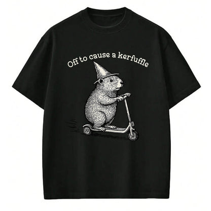 Cute Capybara Shirt, Funny Capybara Unisex T-Shirt/Hoodie/Sweatshirt HLT00 - Off to Cause A Kerfuffle Funny Capybara Meme T-Shirt
