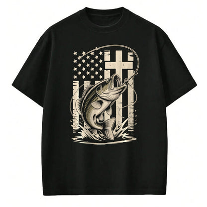 Funny Fishing Shirt, Gift For Fishing Lover Unisex T-Shirt/Hoodie/Sweatshirt HLT00 - Christian Fishing Camo Bass Fish American Flag Fishing Faith T-Shirt