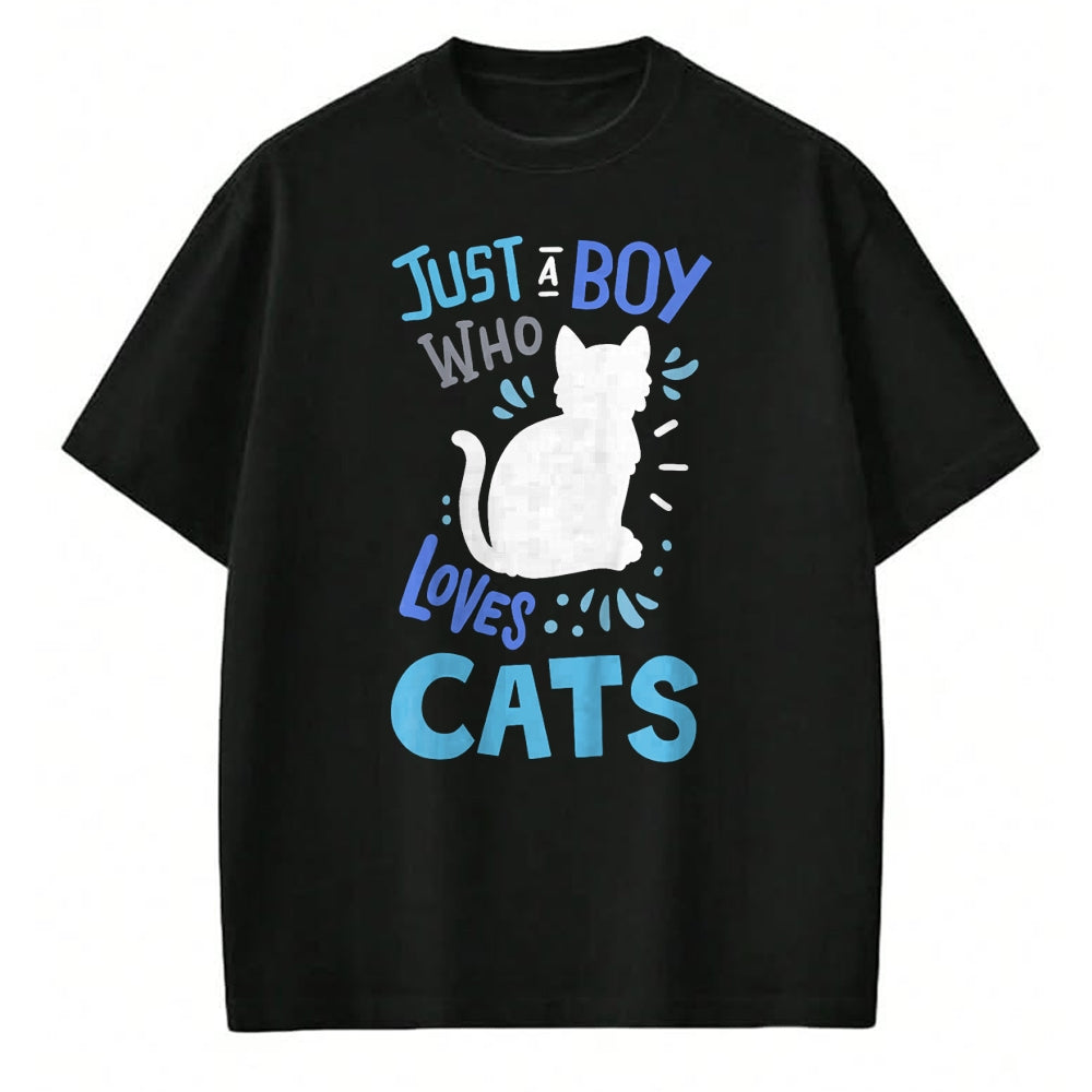 Cat Love Shirt, Funny Cat Lover Gift UnisexT-Shirt/Hoodie/Sweatshirt HLT00 - Kids Cat Just A Boy Who Loves Cats for Cat Lovers T-Shirt
