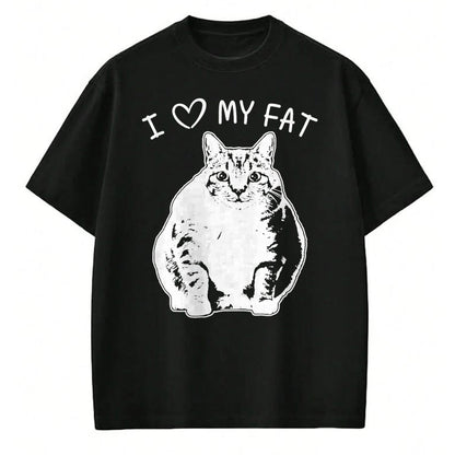 Cat Love Shirt, Funny Cat Lover Gift UnisexT-Shirt/Hoodie/Sweatshirt HLT00 - I Love My Fat Cat Funny Cat Lover T-Shirt Gift Idea T-Shirt
