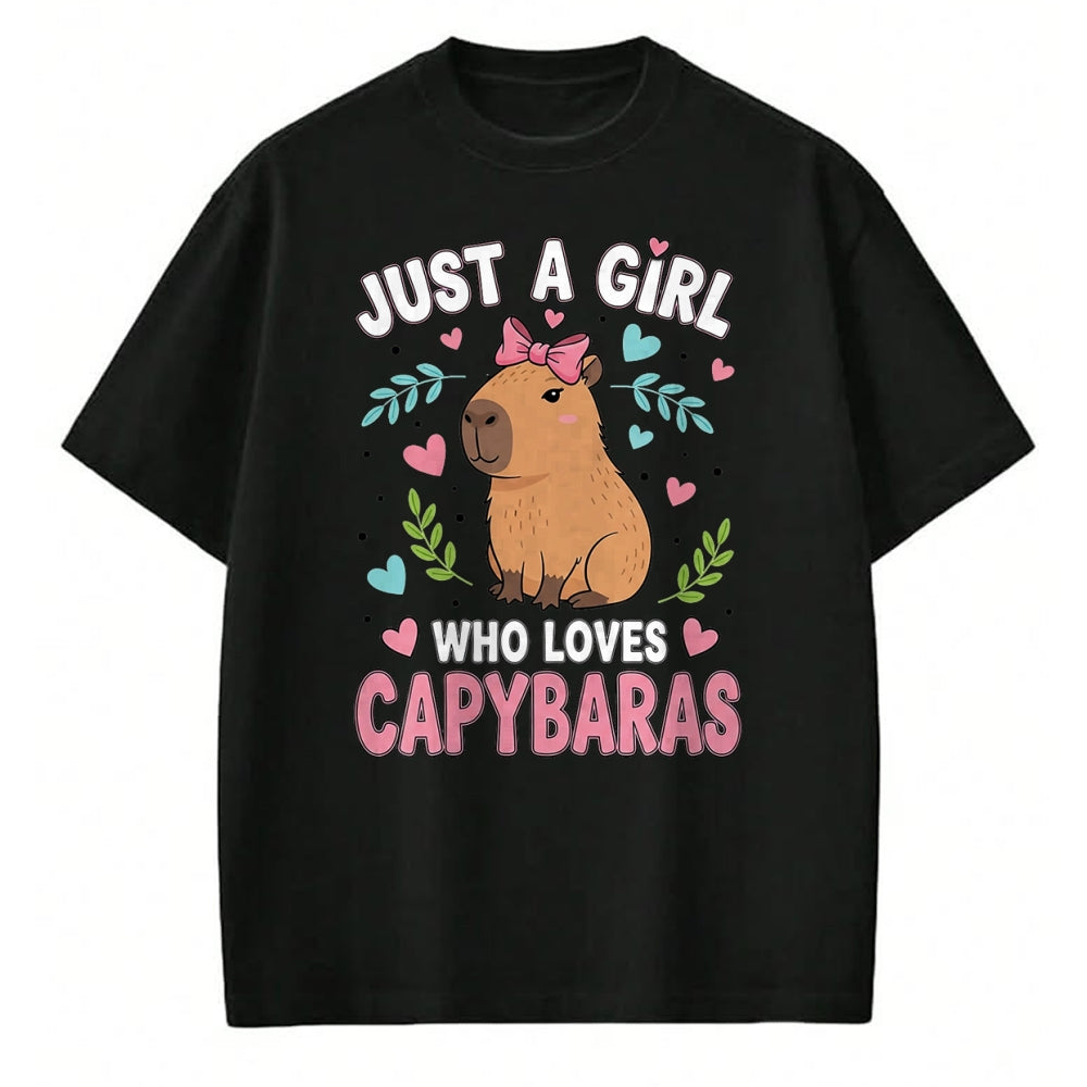 Cute Capybara Shirt, Funny Capybara Unisex T-Shirt/Hoodie/Sweatshirt HLT00 - Just a Girl who Loves Capybaras T-Shirt (3)