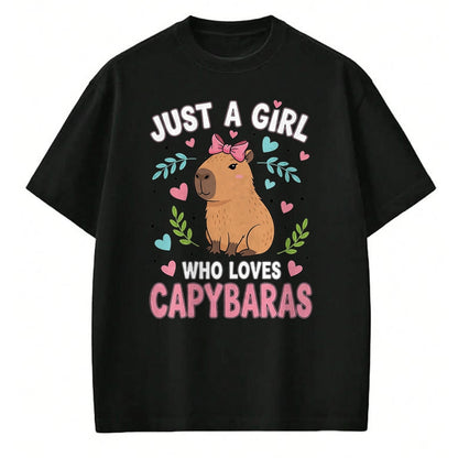 Cute Capybara Shirt, Funny Capybara Unisex T-Shirt/Hoodie/Sweatshirt HLT00 - Just a Girl who Loves Capybaras T-Shirt (3)