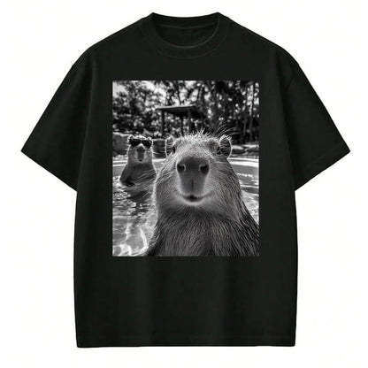 Cute Capybara Shirt, Funny Capybara Unisex T-Shirt/Hoodie/Sweatshirt HLT00 - Funny Capybara Selfie T Shirts for Men and Women Cute Animal Tees
