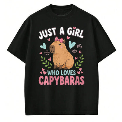 Cute Capybara Shirt, Funny Capybara Unisex T-Shirt/Hoodie/Sweatshirt HLT00 - Just a Girl who Loves Capybaras T-Shirt (4)