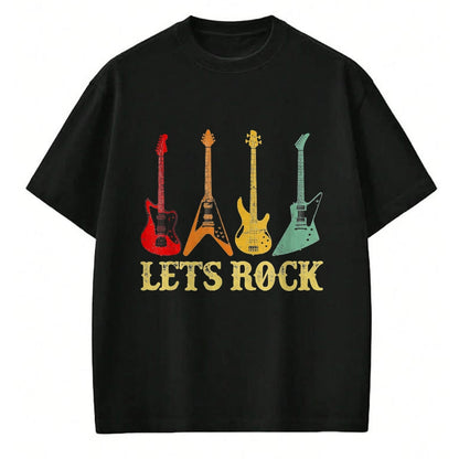 Guitar Lover Shirt, Funny Guitar UnisexT-Shirt/Hoodie/Sweatshirt HLT00 - Vintage Retro Lets Rock Rock n Roll Guitar T-Shirt, Youth, Black, Small