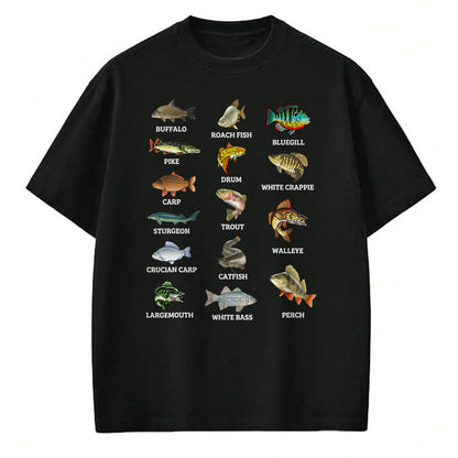 Funny Fishing Shirt, Gift For Fishing Lover Unisex T-Shirt/Hoodie/Sweatshirt HLT00 - Types of Freshwater Fish Species Fishing Fisherman Anglers T-Shirt