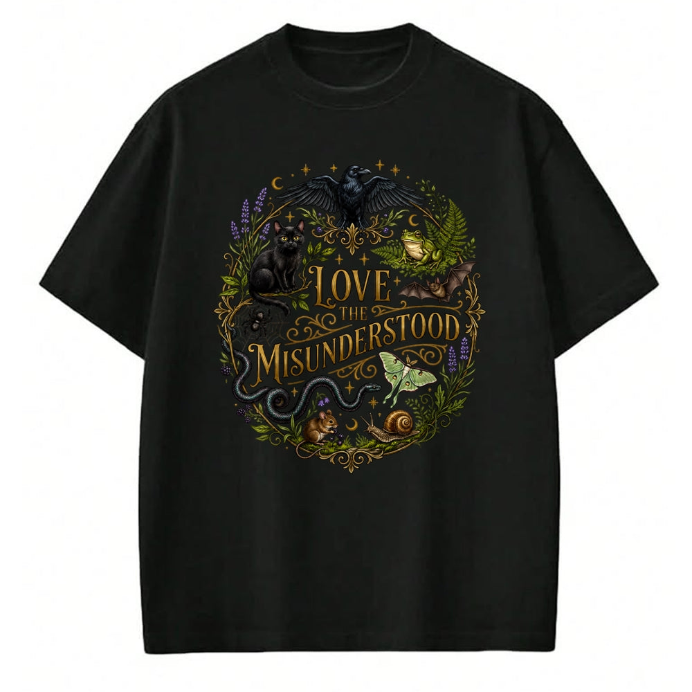 Cat Love Shirt, Funny Cat Lover Gift UnisexT-Shirt/Hoodie/Sweatshirt HLT00 - Love The Misunderstood Bat Raven Black Cat Snake Frog Moth T-Shirt