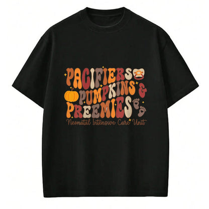 Best Thanksgiving Family Shirt , Funny Thanksgiving UnisexT-Shirt/Hoodie/Sweatshirt HLT00 - Retro Pacifiers Pumpkins Preemies Thanksgiving NICU Nurse T-Shirt