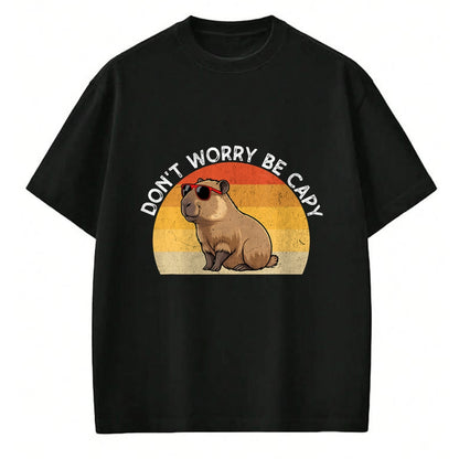 Cute Capybara Shirt, Funny Capybara Unisex T-Shirt/Hoodie/Sweatshirt HLT00 - Don_t Worry Be Capy Retro Capybara T-Shirt