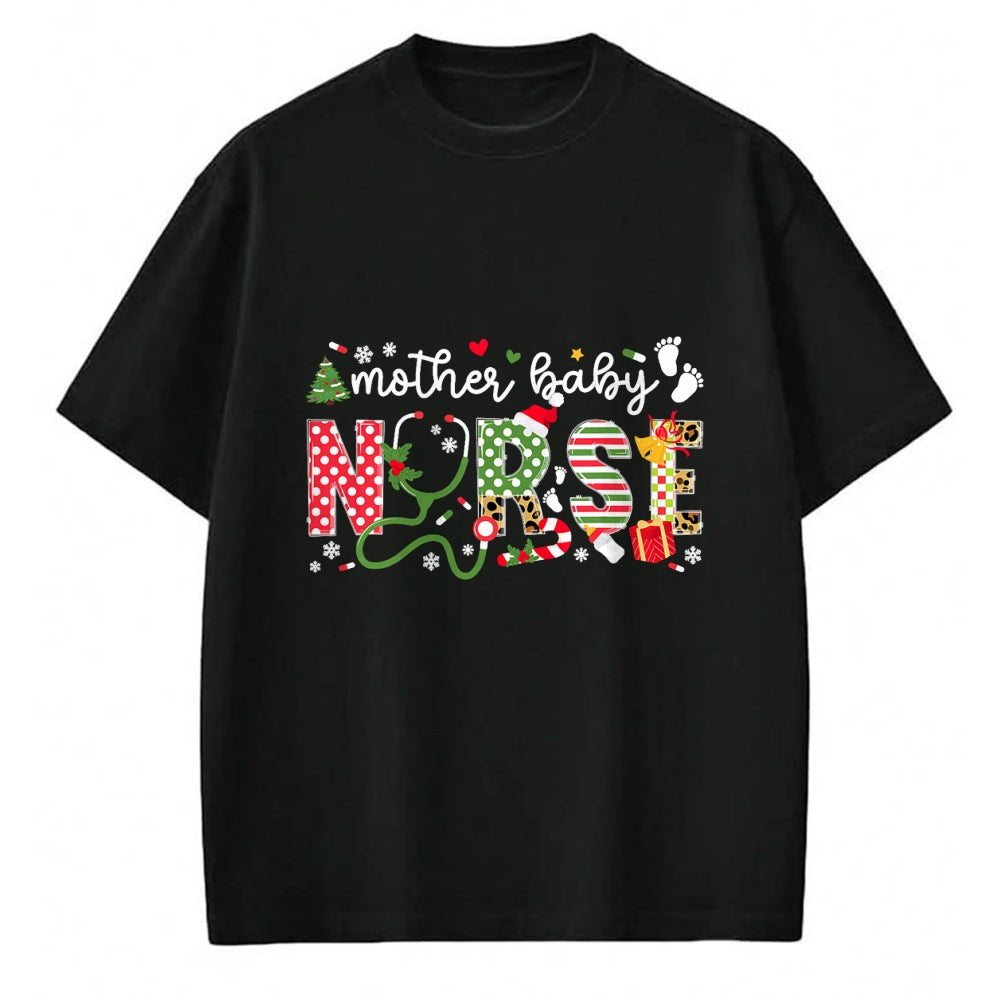 Funny Nurse Shirt, Nurse Unisex T-Shirt/Hoodie/Sweatshirt HLT00 - Mother Baby Nurse Christmas Postpartum Nursing NP RN Squad T-Shirt