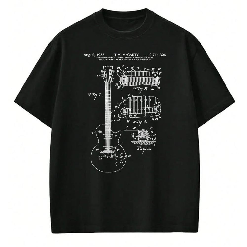 Guitar Lover Shirt, Funny Guitar UnisexT-Shirt/Hoodie/Sweatshirt HLT00 - Guitar Schematic Blueprint Vintage Rocker Band Guitar Player T-Shirt