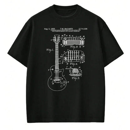 Guitar Lover Shirt, Funny Guitar UnisexT-Shirt/Hoodie/Sweatshirt HLT00 - Guitar Schematic Blueprint Vintage Rocker Band Guitar Player T-Shirt