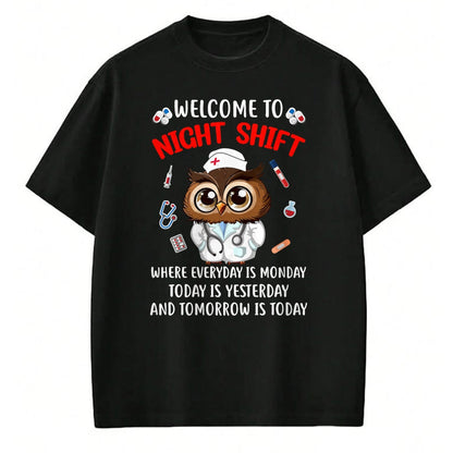 Funny Nurse Shirt, Nurse Unisex T-Shirt/Hoodie/Sweatshirt HLT00 - Owl Night Shift Funny Nurse Nursing Rn Lpn Cna For Men Women T-Shirt