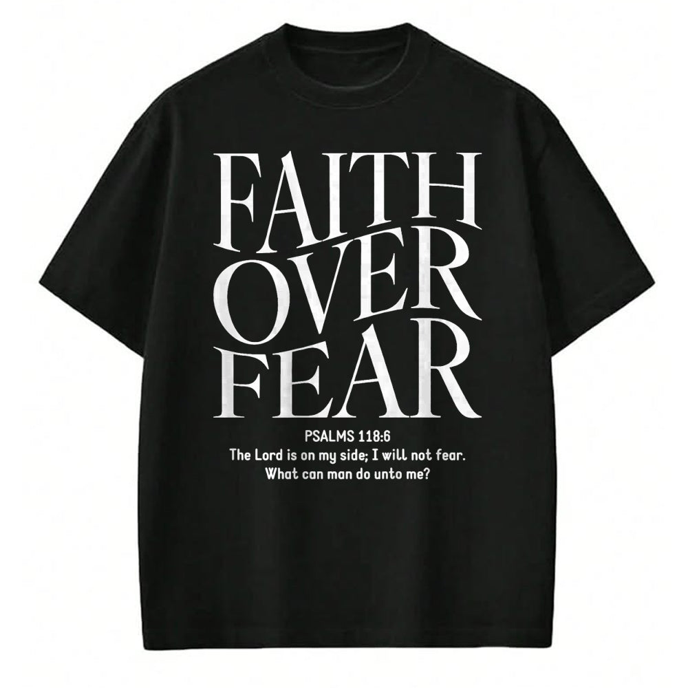 Christian Tee, Christian Faith Unisex T-Shirt/Hoodie/Sweatshirt HLT00 - Faith Over Fear Christian (on back) T-Shirt (1)