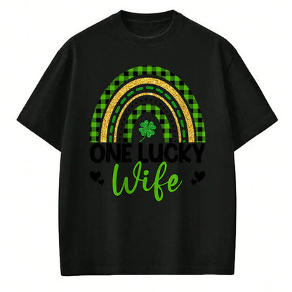 Best Wife Shirt, Wife and Husband Unisex T-Shirt/Hoodie/Sweatshirt HLT00 - Gift for wife T shirt, lucky wife   Womens One Lucky Wife Boho Rainbow St Patricks Day Shamrock Tank