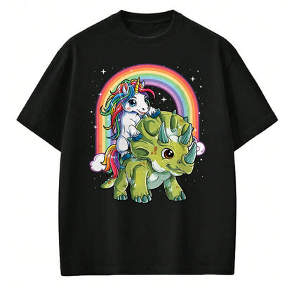 Best Dinosaur Lover Shirt, Funny Dinosaur UnisexT-Shirt/Hoodie/Sweatshirt HLT00 - Unicorn Riding Dinosaur Triceratops Funny Boys Girls Rainbow T-Shirt Small